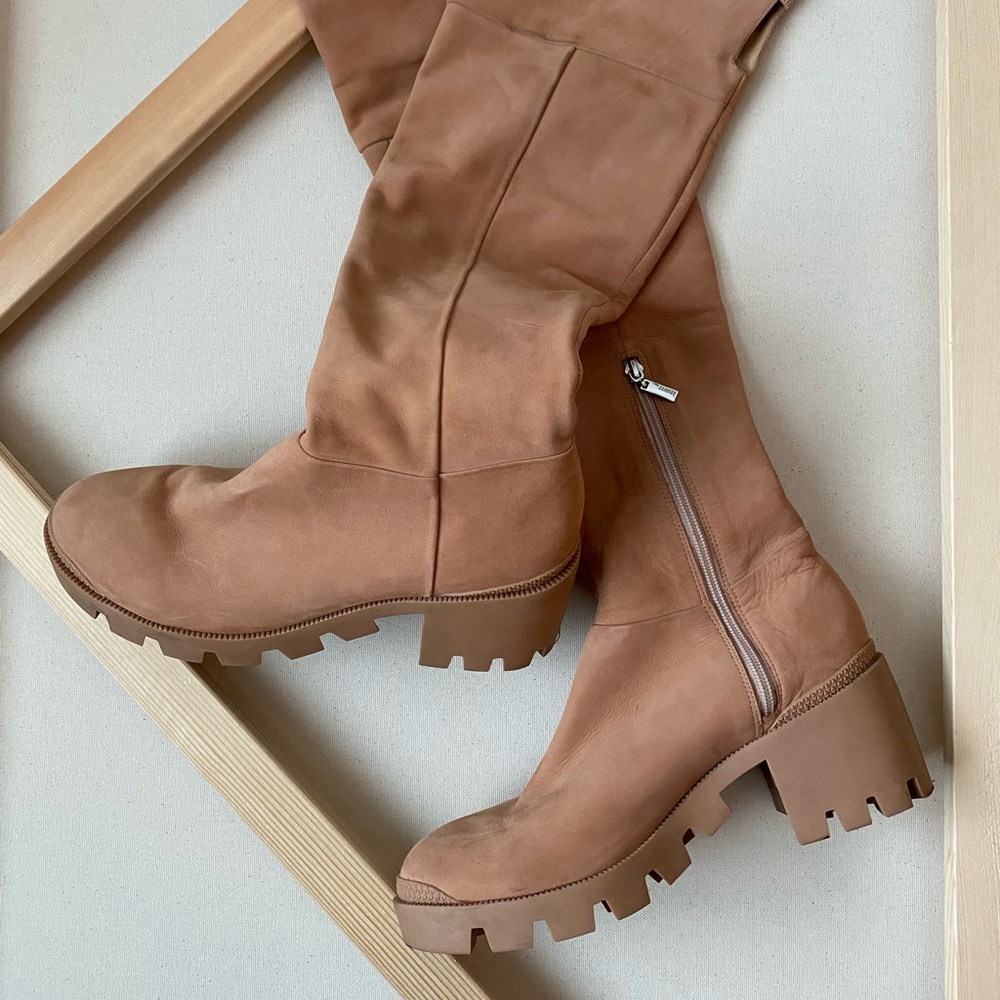 Schutz Platform Chunky Combat Knee High Boot